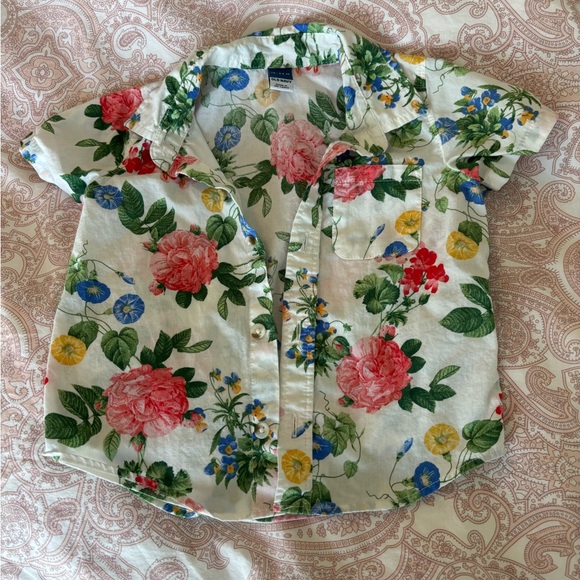 Old Navy Floral Toddler Popplin Button Down Shirt 18-24 Months - Picture 1 of 3